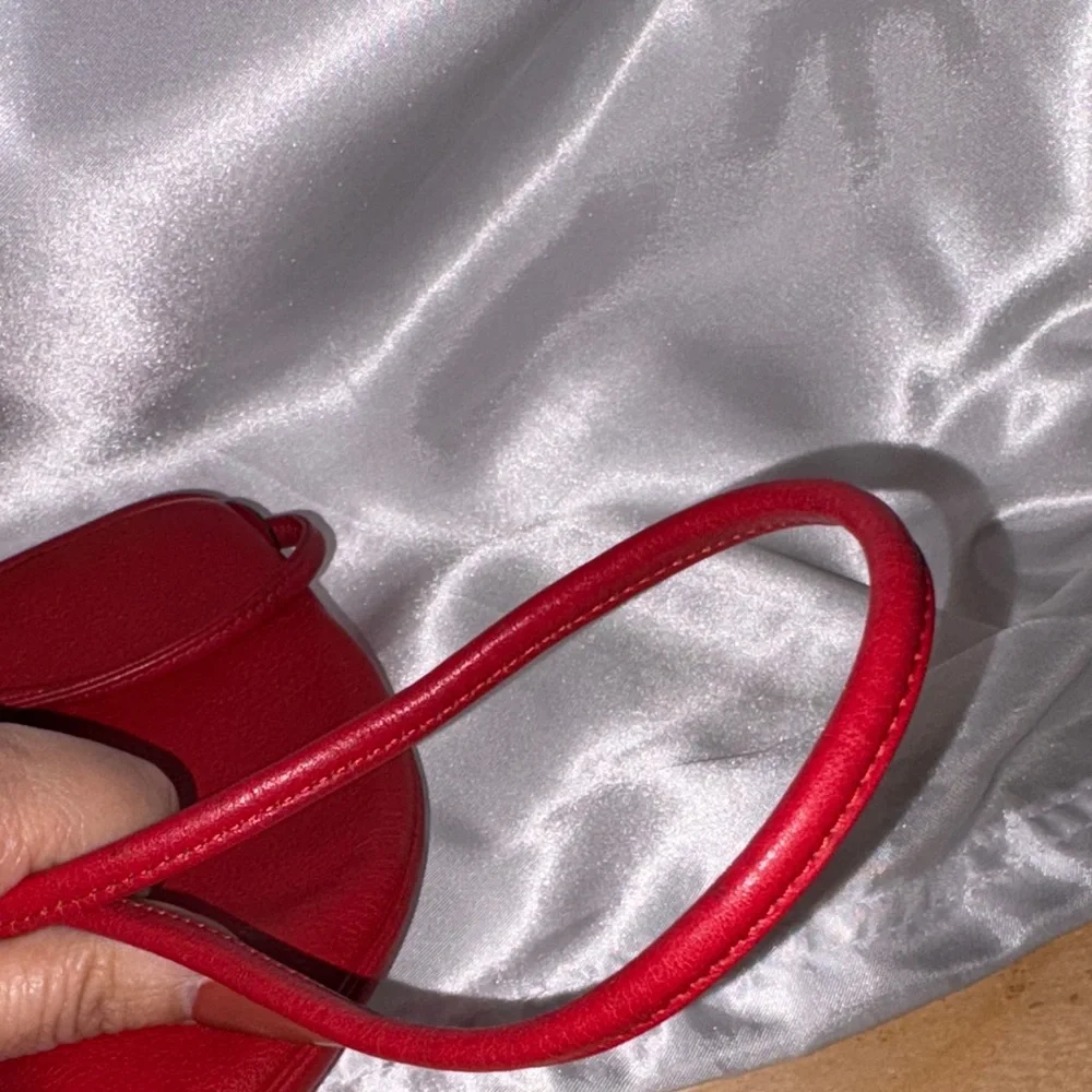 Vintage Dior Red Leather Crescent Crossbody with Gold Logo Medallion - Picture 14 of 14